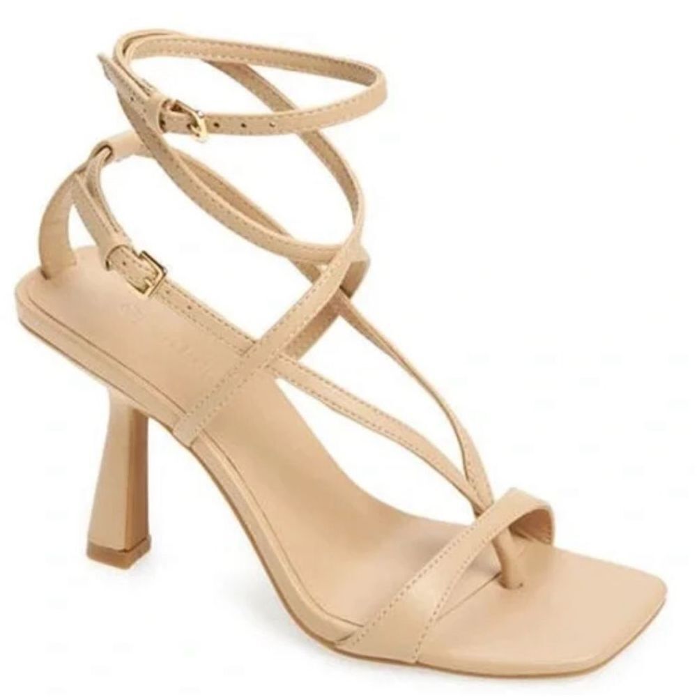 Open Edit Sandals Size 9.5 Tan Robyn in Natural Square Toe Heels‎